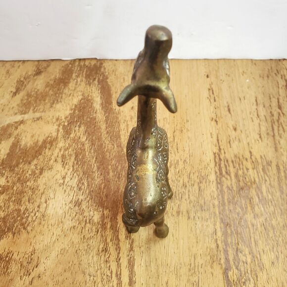 Vintage Gatco Solid Brass Heavy Pair Giraffe Mother and Baby Figurines Patina - Picture 12 of 13